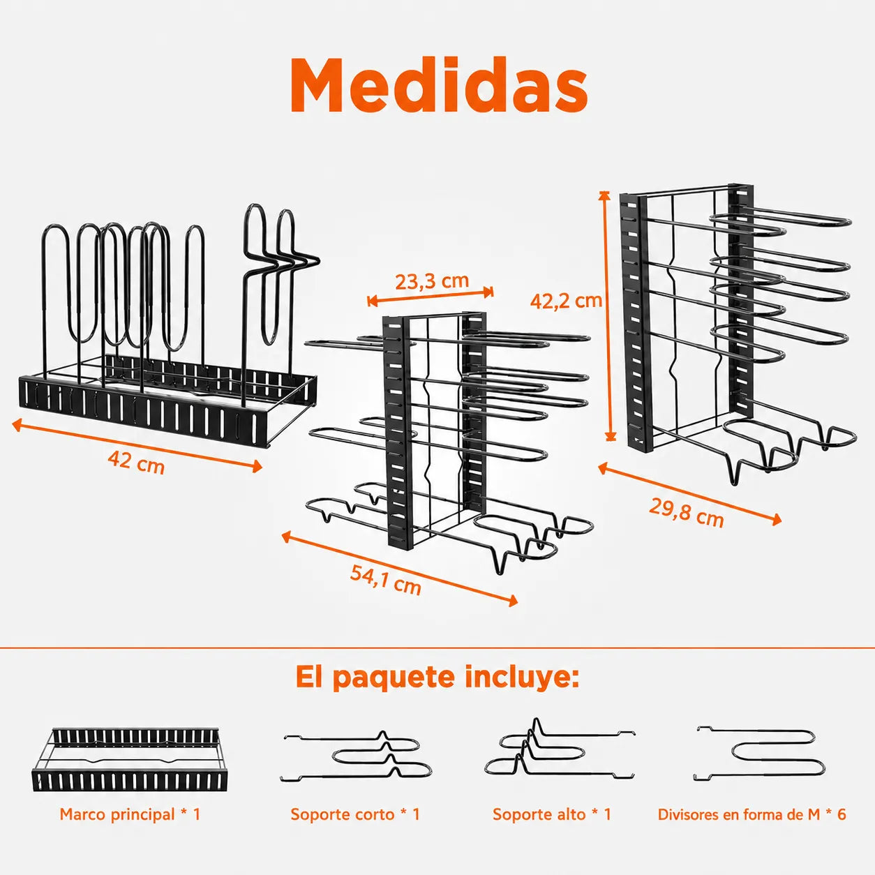 Organizador de ollas | Ordena hasta 8 ollas usando un solo espacio
