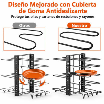 Organizador de ollas | Ordena hasta 8 ollas usando un solo espacio