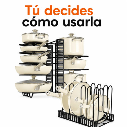 Organizador de ollas | Ordena hasta 8 ollas usando un solo espacio